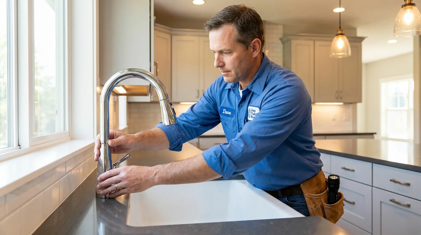 Kitchen faucet installation by Johns Plumbing LLC in Hampton Falls